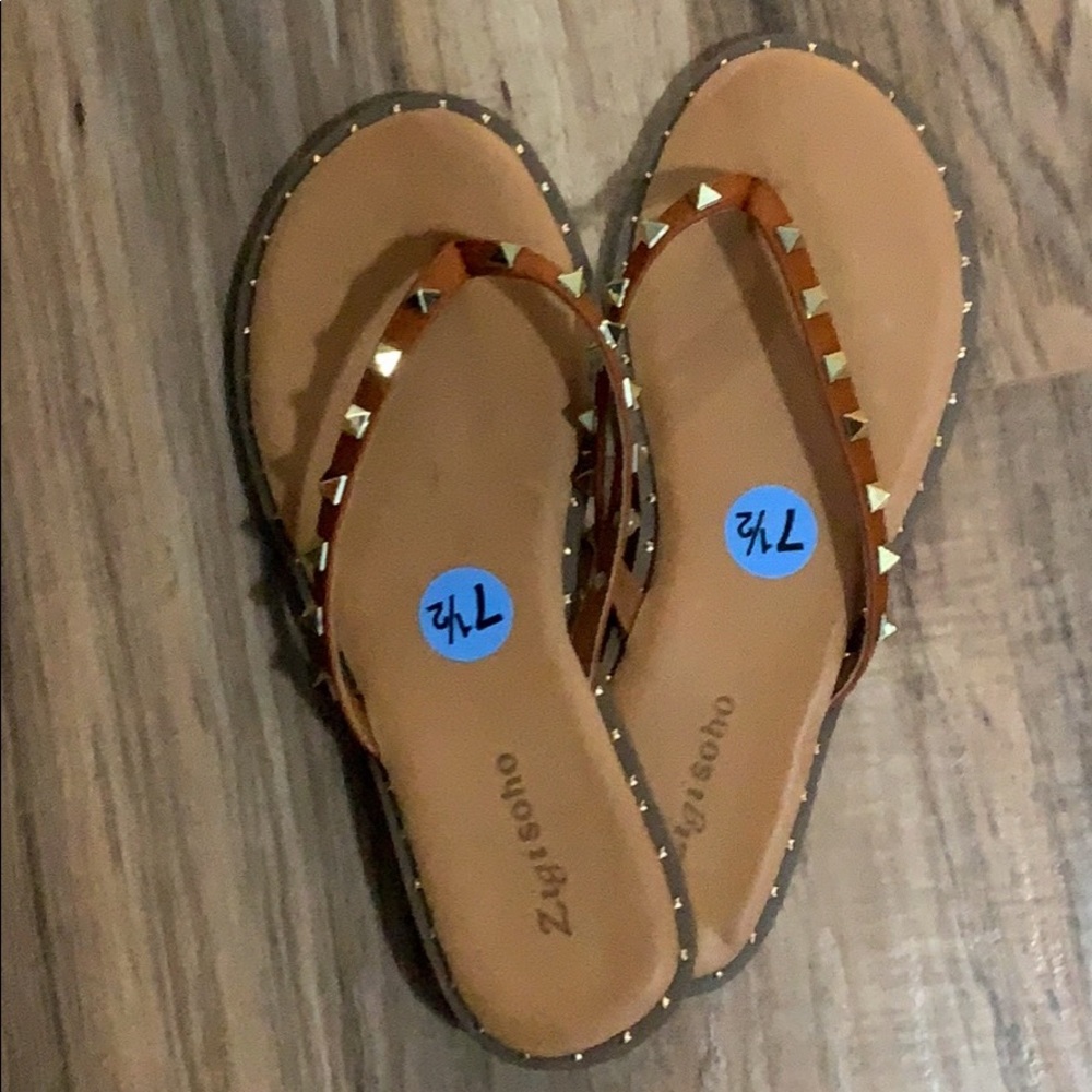 Gold Studded flip flops